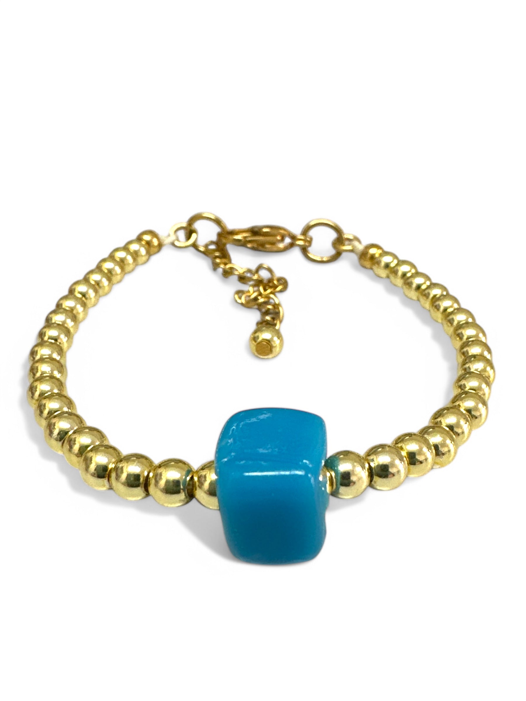 Χειροποίητο βραχιόλι με αιματίτη και γαλάζια χάντρα – Azure Pop Bracelet – So Cute by Dimi