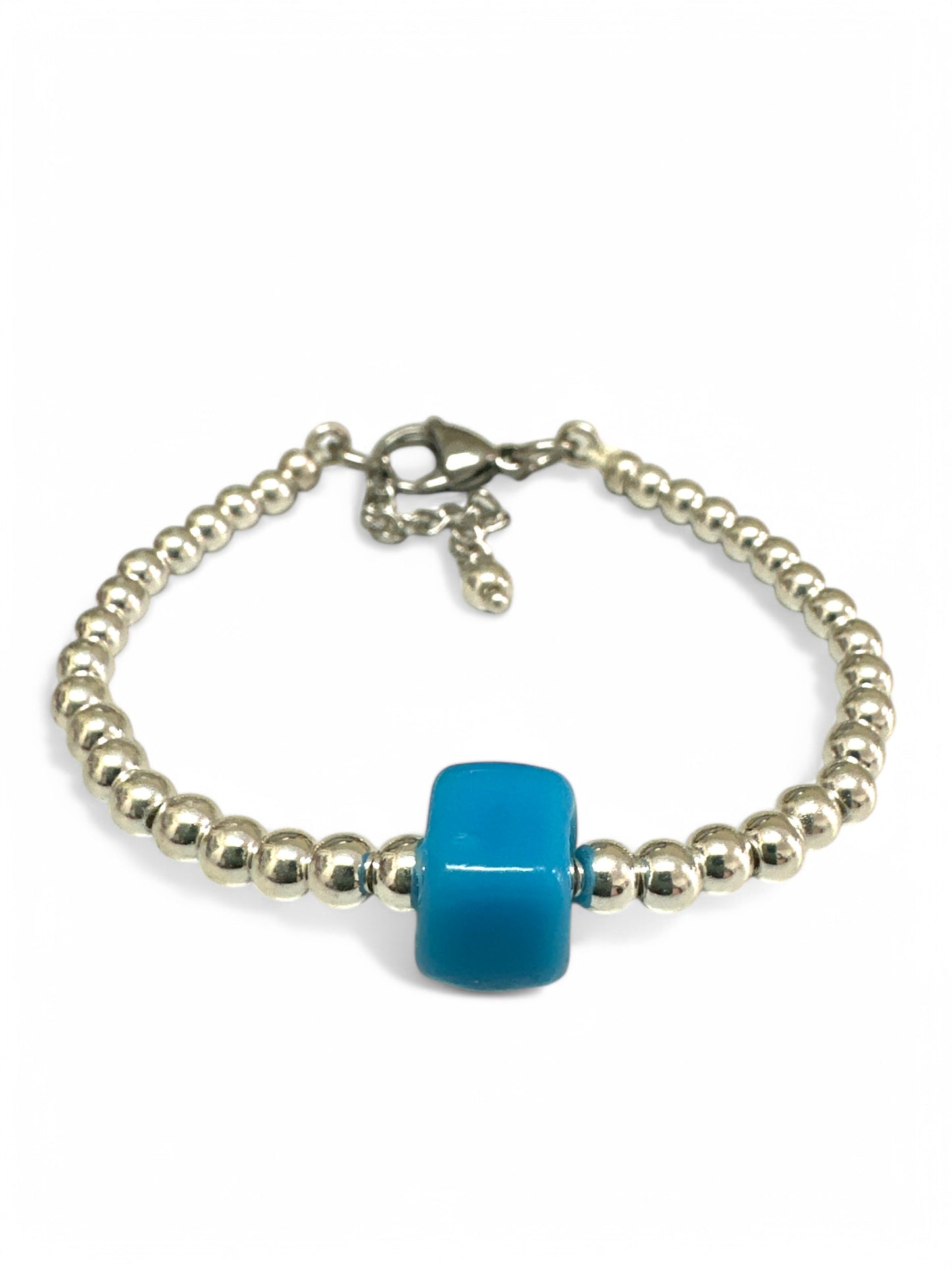 Χειροποίητο βραχιόλι με αιματίτη και γαλάζια χάντρα – Azure Pop Bracelet – So Cute by Dimi