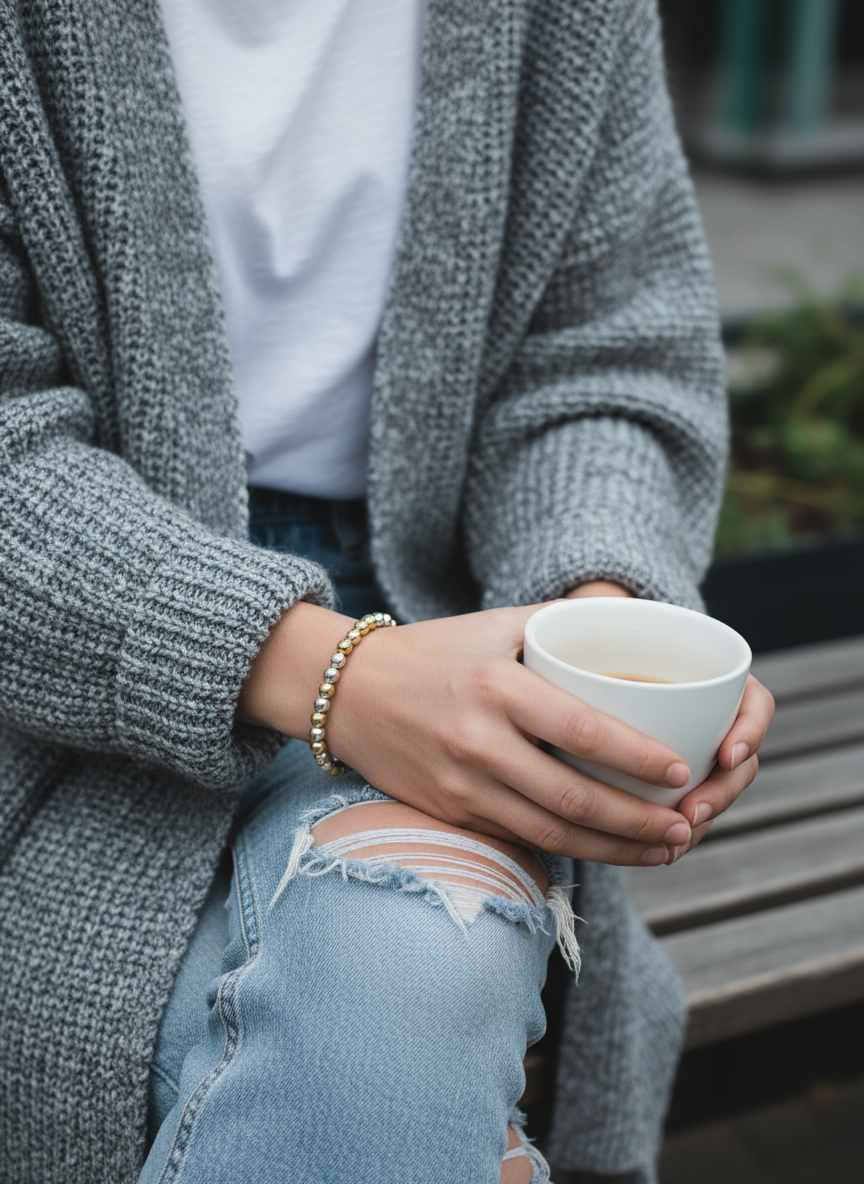 Χειροποίητο βραχιόλι με χάντρες αιματίτη σε χρυσό και ασημί – Duo Glow Bracelet – So Cute by Dimi