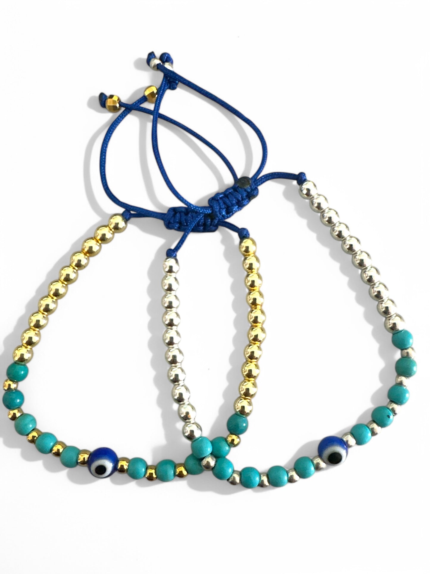 Χειροποίητο βραχιόλι με αιματίτη, χαολίτη και ματάκι – Mykonos Eye Bracelet – So Cute by Dimi