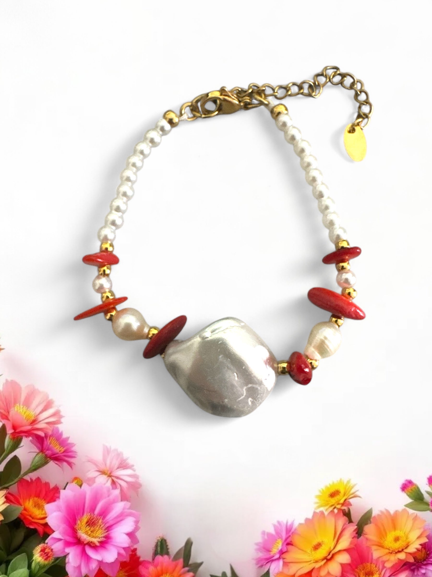 Χειροποίητο βραχιόλι με φυσικές πέτρες και baroque πέρλα – So Cute by Dimi