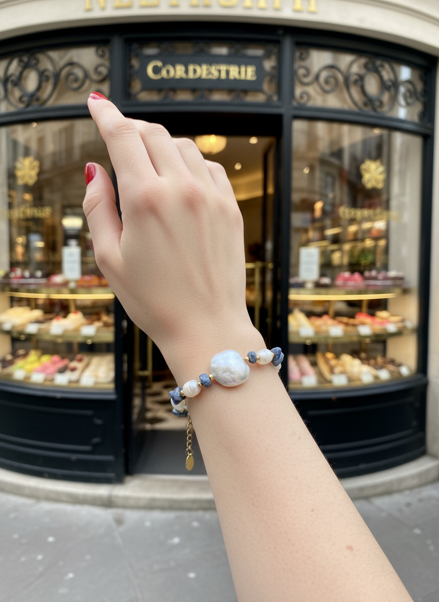 Χειροποίητο βραχιόλι με φυσικές πέτρες και baroque πέρλα – So Cute by Dimi