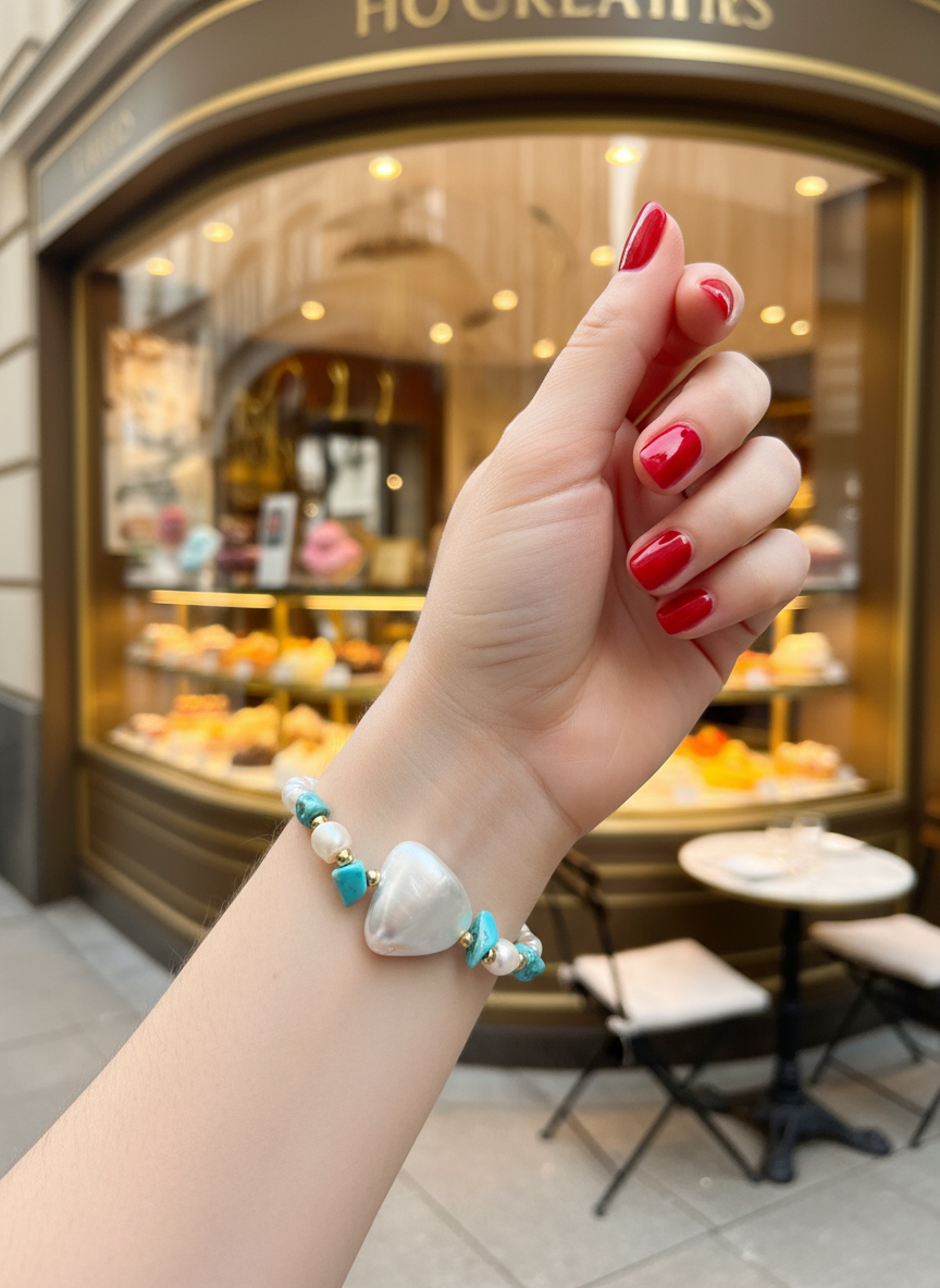 Χειροποίητο βραχιόλι με φυσικές πέτρες και baroque πέρλα – So Cute by Dimi