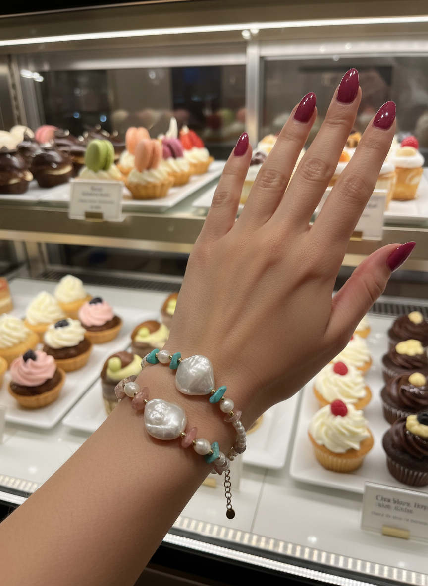 Χειροποίητο βραχιόλι με φυσικές πέτρες και baroque πέρλα – So Cute by Dimi