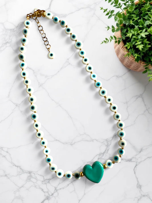 Turquoise Heart Eyes Necklace