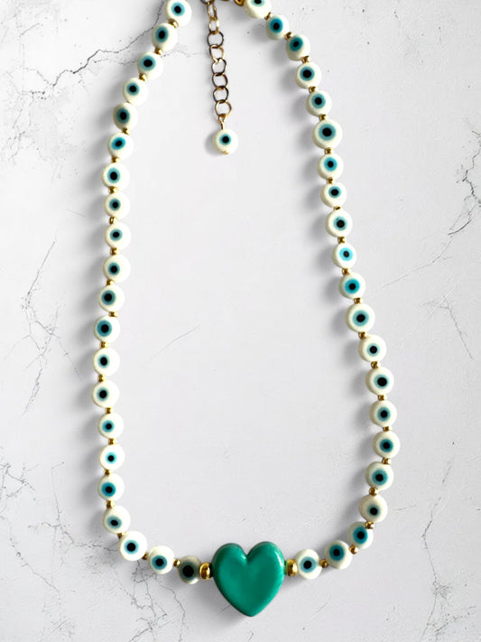 Turquoise Heart Eyes Necklace