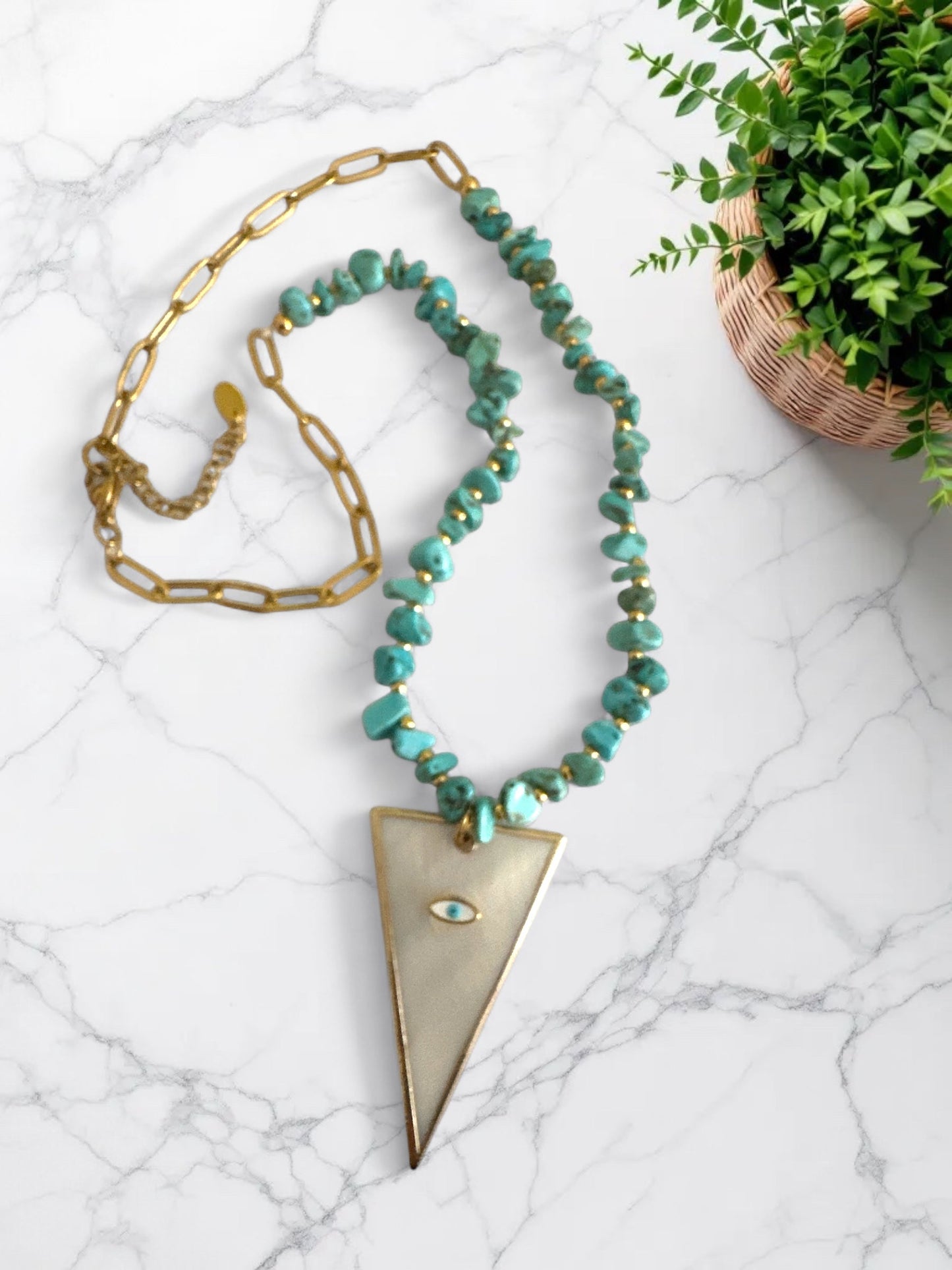 Κολιέ “Turquoise Glow – Shell Eye Charm”