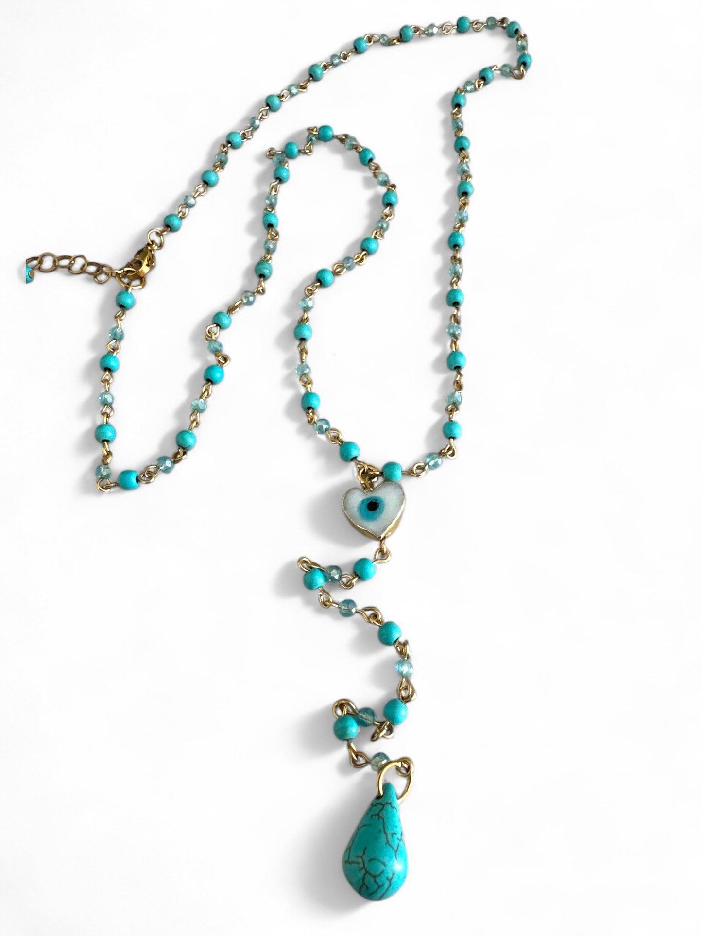 🌟 Κολιέ “Turquoise Glow – Heart Drop”