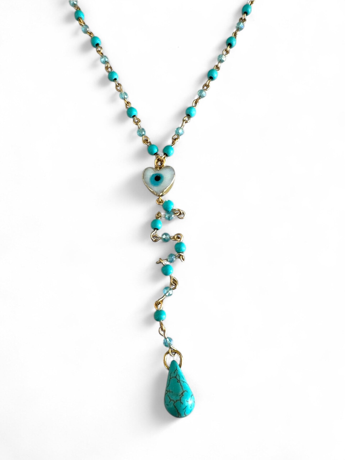 🌟 Κολιέ “Turquoise Glow – Heart Drop”