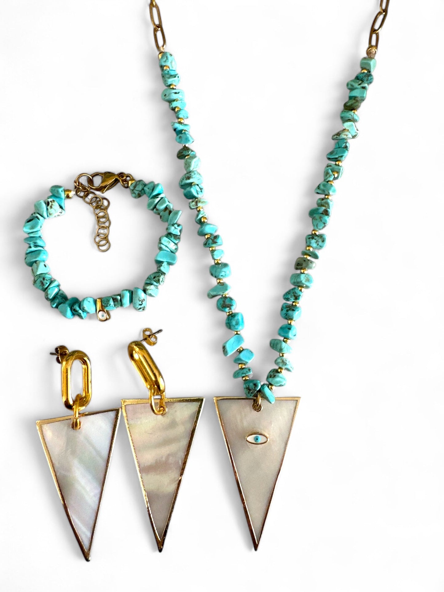 Κολιέ “Turquoise Glow – Shell Eye Charm”