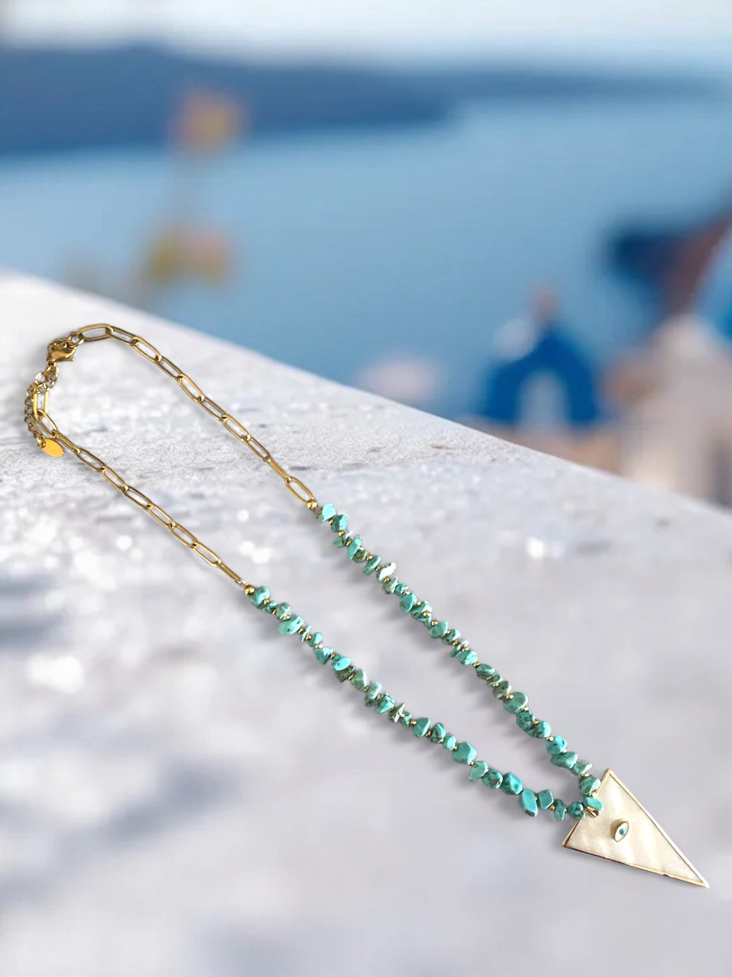 Κολιέ “Turquoise Glow – Shell Eye Charm”
