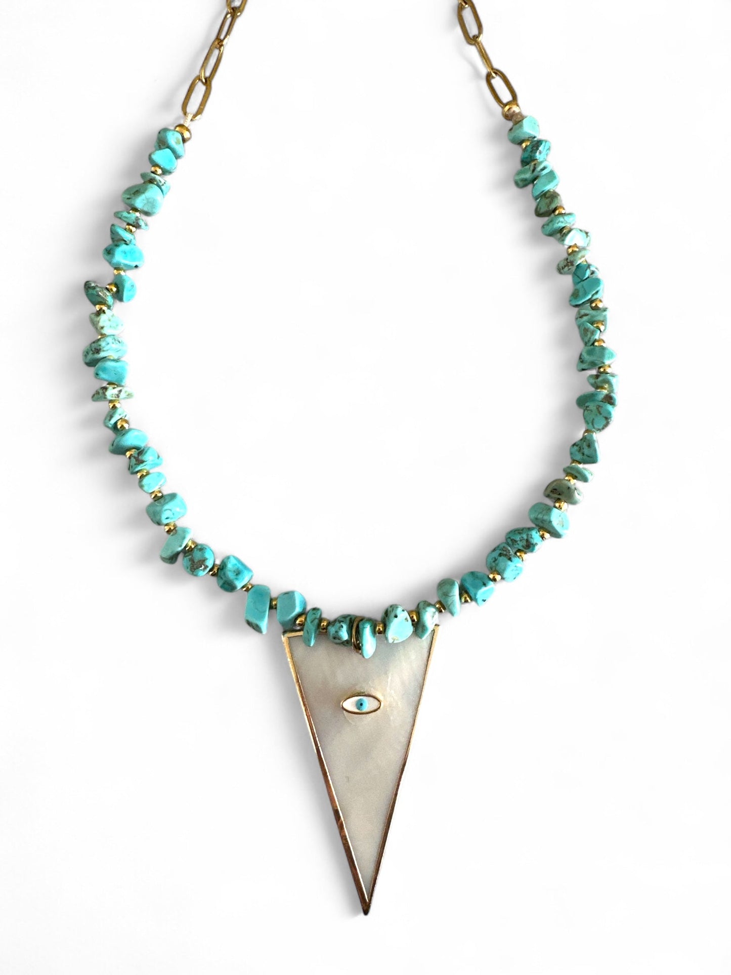 Κολιέ “Turquoise Glow – Shell Eye Charm”
