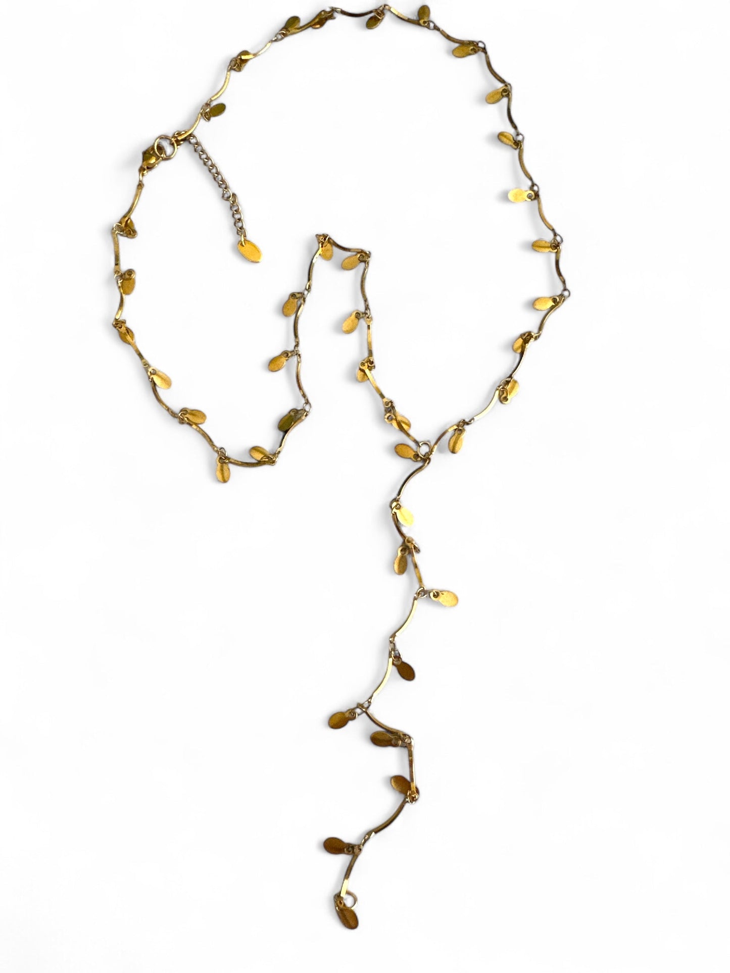 🔸 Κολιέ “Fleur d’Or” – Y-Drop Ατσάλινο με Κρεμαστά Φλουράκια