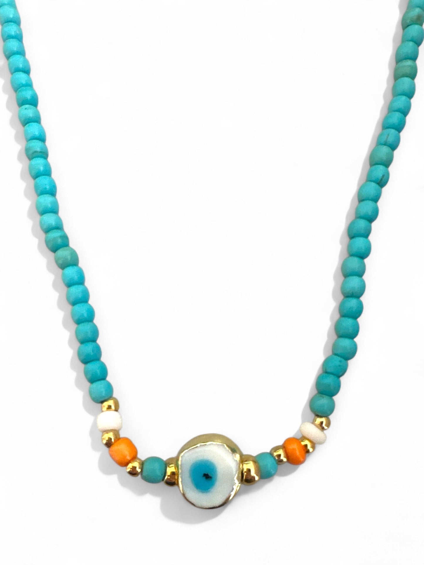 Ocean Vision – Κολιέ με Χαολίτη & Γυάλινο Μάτι Lampwork
