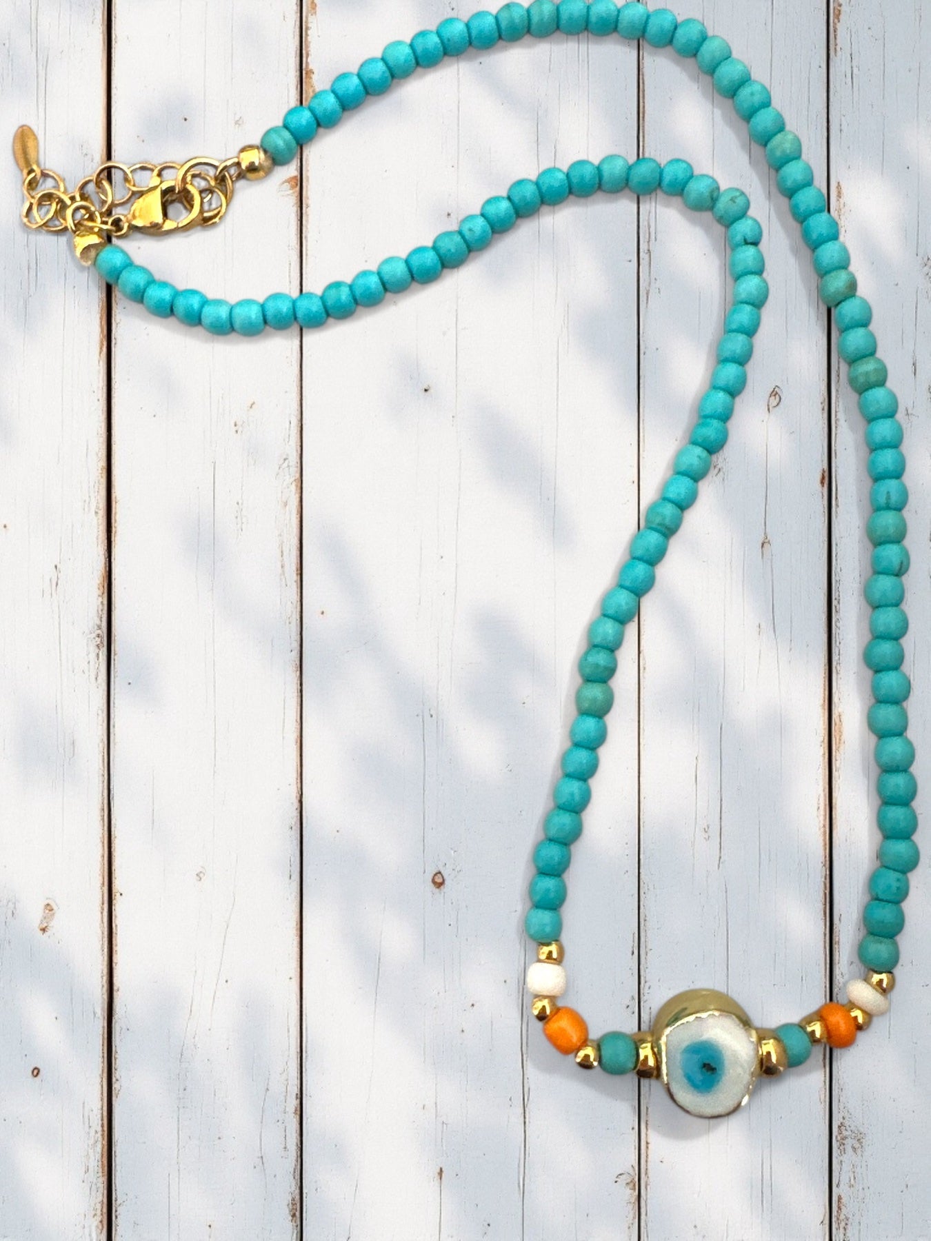 Ocean Vision – Κολιέ με Χαολίτη & Γυάλινο Μάτι Lampwork
