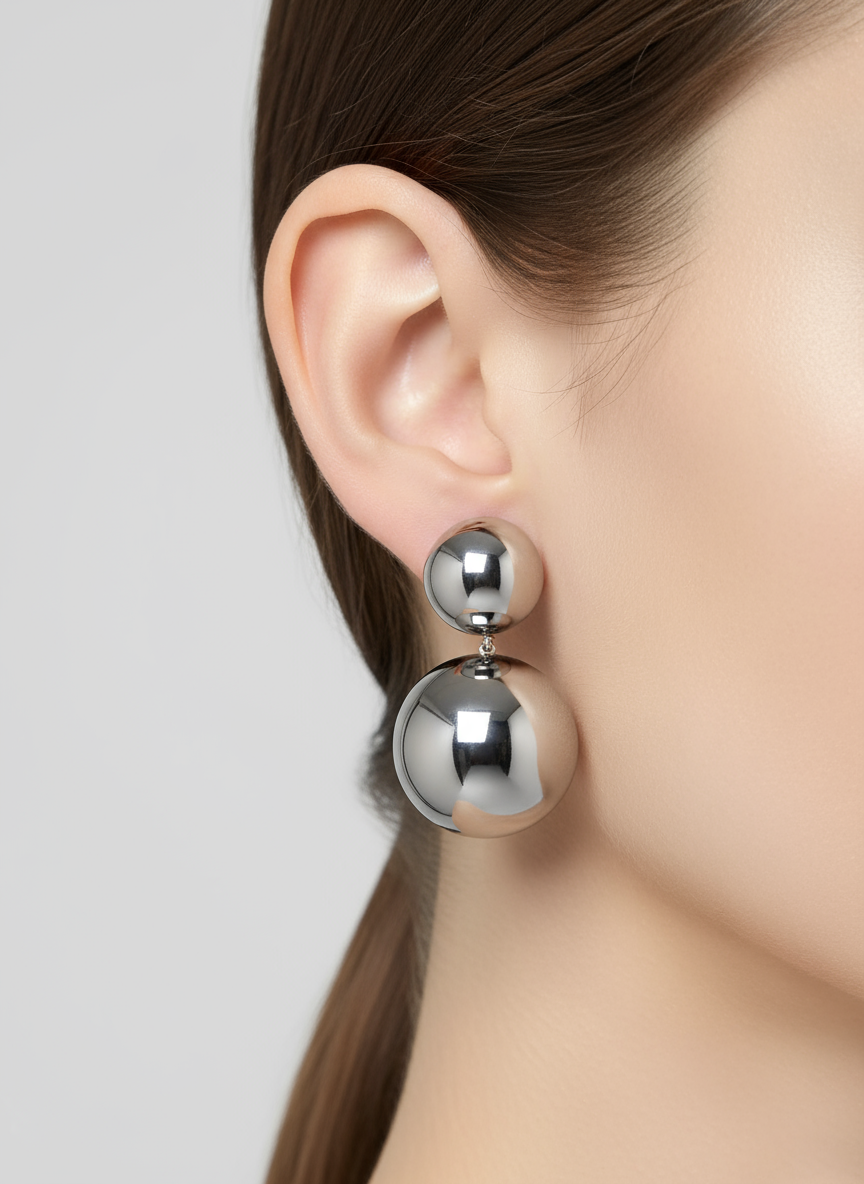 "Bubble Chic" – Ατσάλινα Σκουλαρίκια με Κρεμαστή Μπίλια - So Cute by Dimi