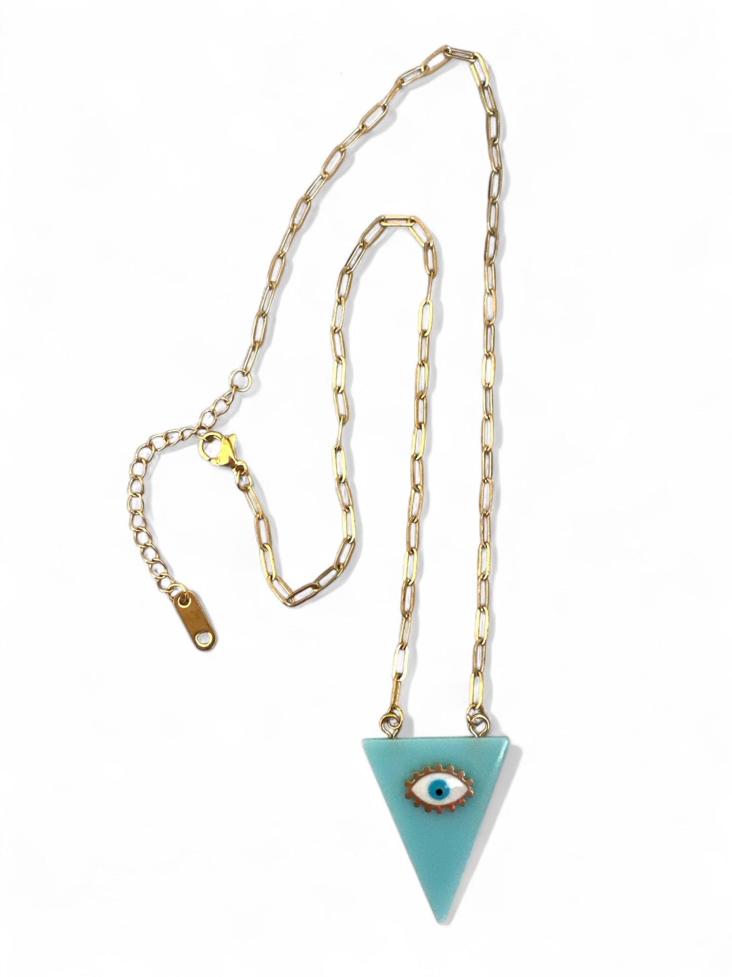⚡🚚 Triangle Mataki Necklace – Aqua & Ivory