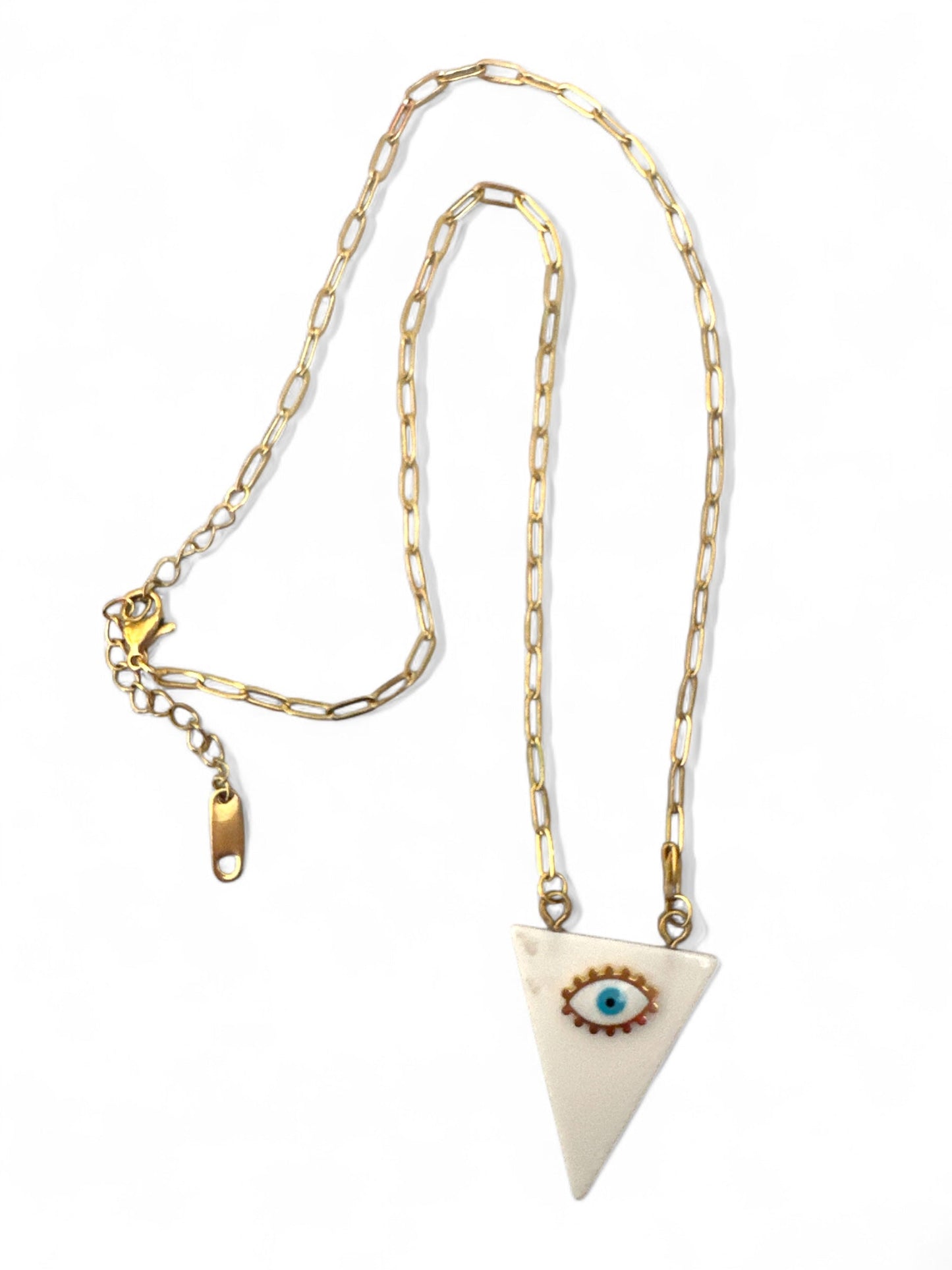 ⚡🚚 Triangle Mataki Necklace – Aqua & Ivory
