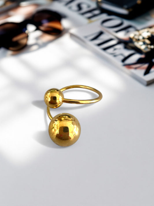 ⚡🚚 Double Sphere Ring – Gold Stainless