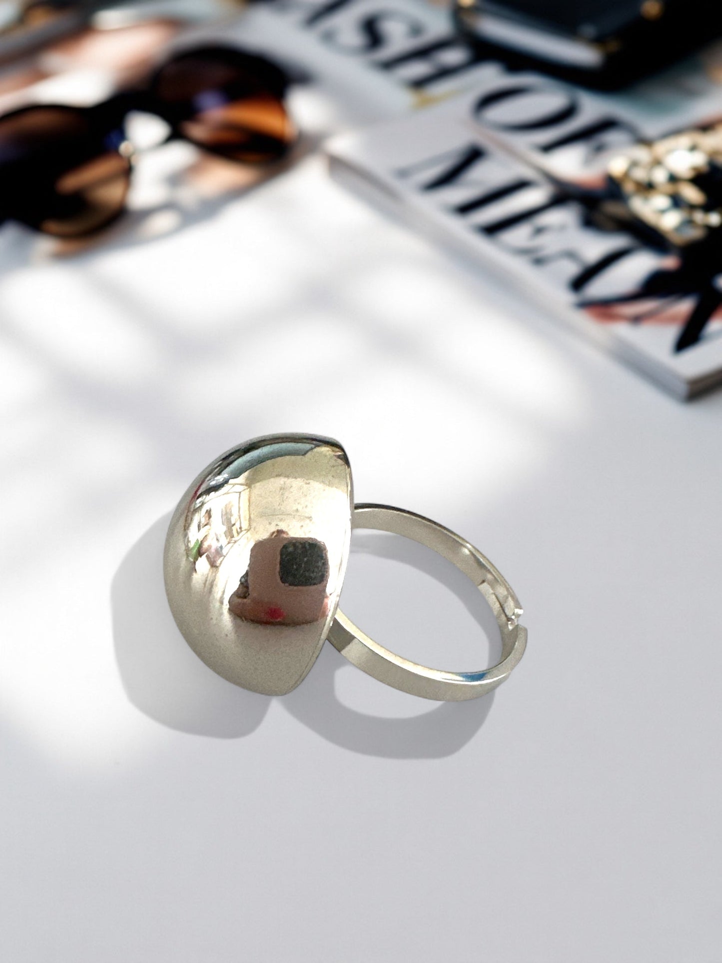 ⚡🚚 Flatback Bullet Dome Ring – Gold / Silver Stainless