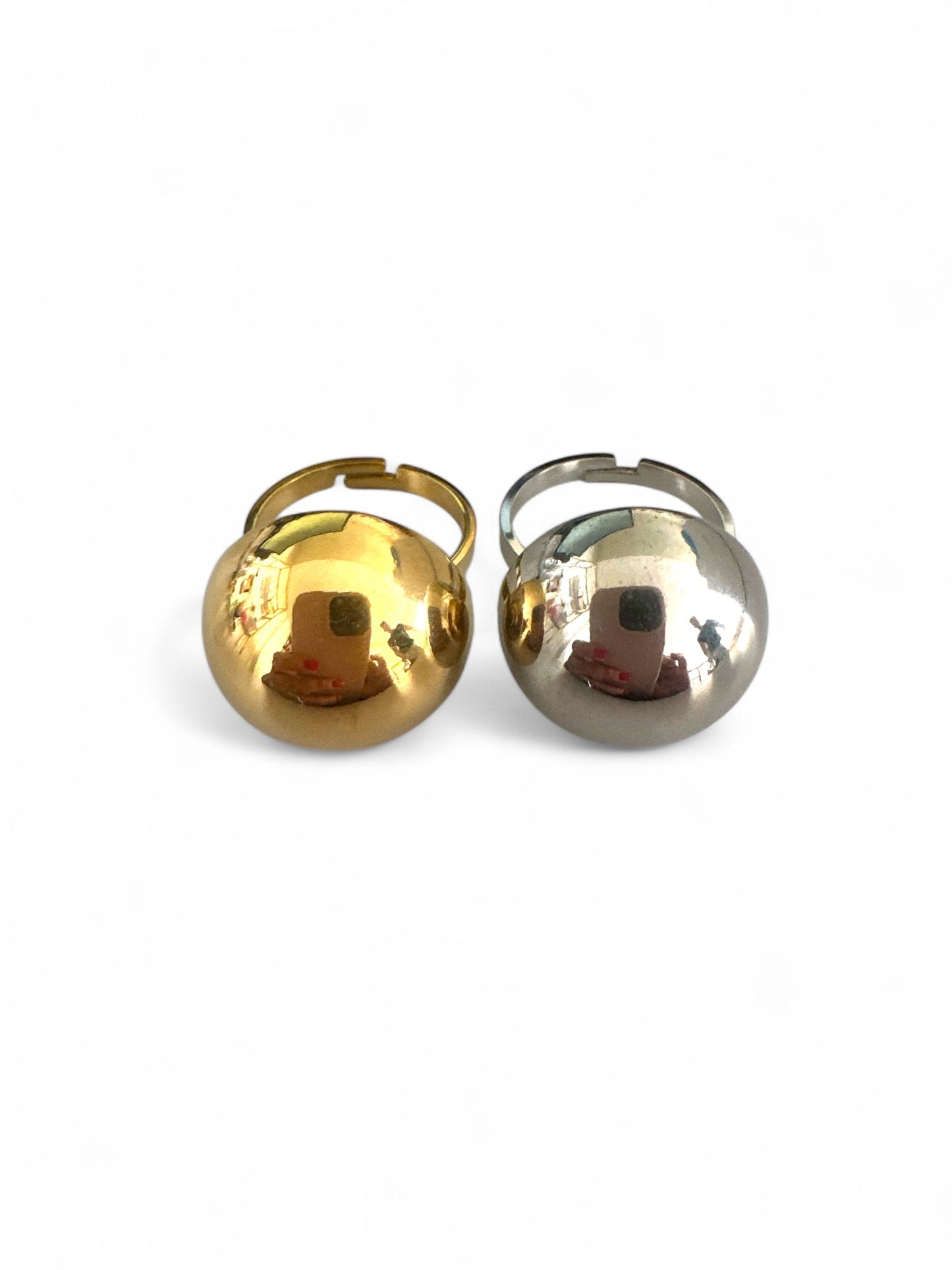 ⚡🚚 Flatback Bullet Dome Ring – Gold / Silver Stainless