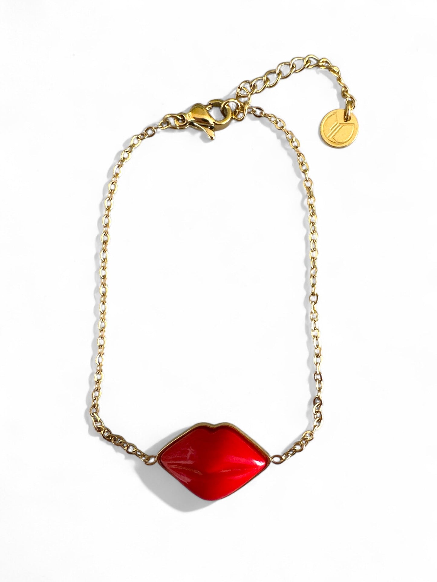 ⚡🚚 Kiss Me Bracelet – Red Lips | Gold / Silver Steel
