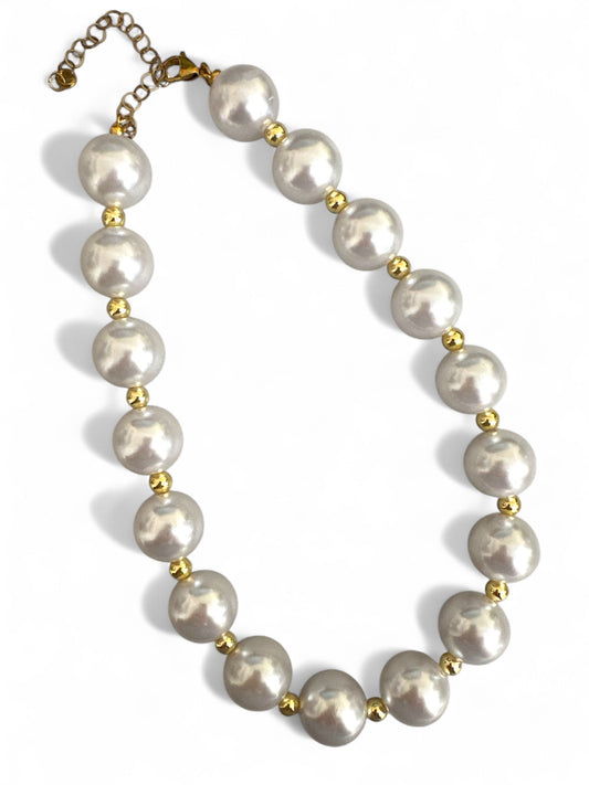 💎 Κολιέ Golden Pearl Glow – Χειροποίητο
