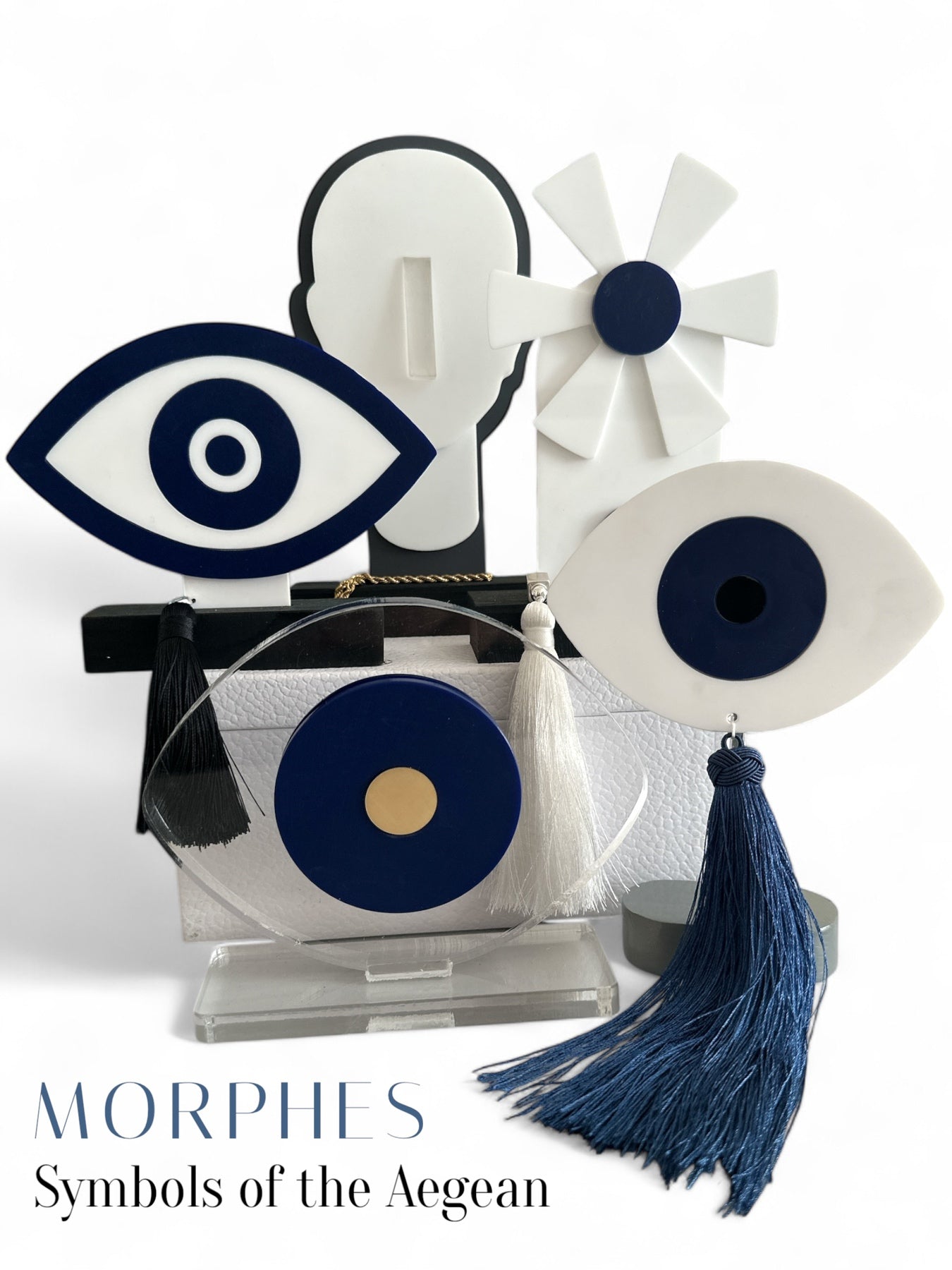 Χειροποίητα διακοσμητκά γούρια απο πλεξιγκλάς εμπνευσμένα απο τις Κυκλάδες, διαθέσιμα για χονδιρκή απο την So Cute by DImi