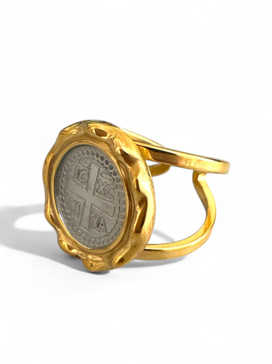 Δαχτυλίδι Sacred Seal – Ατσάλινο με Κωνσταντινάτο IC XC NI KA | So Cute by Dimi