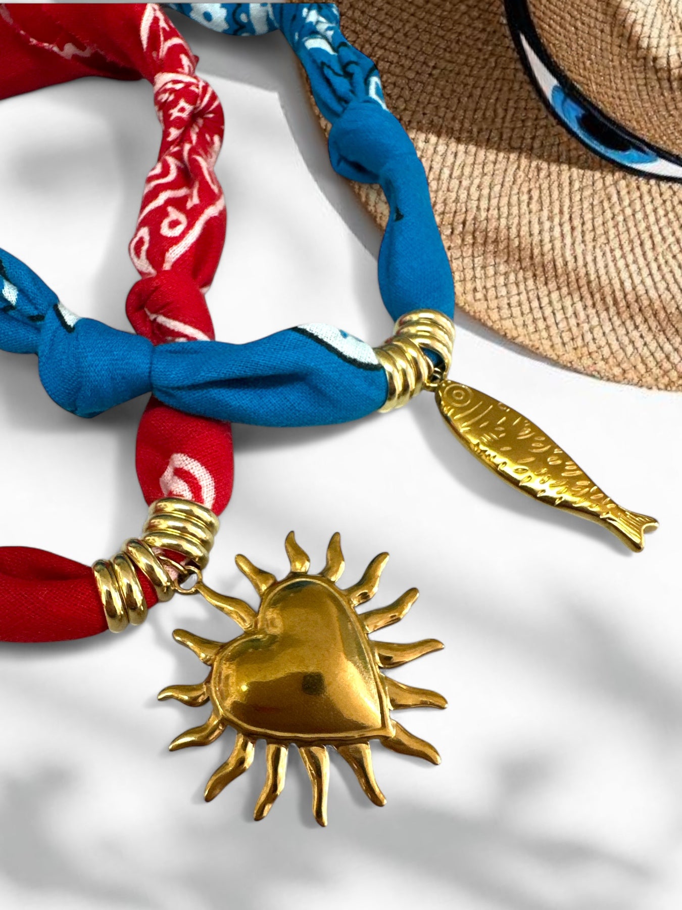 Tie Bandana Necklace Ήλιος & Ψάρι