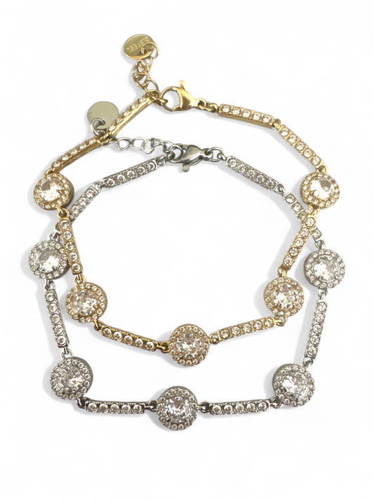 Ατσάλινο βραχιόλι με ζιργκόν και στρας σε χρυσό ή ασημί – So Cute by Dimi χονδρική