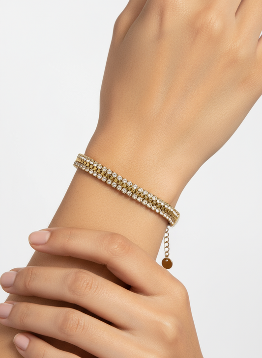 Επιχρυσωμένο βραχιόλι με διπλή σειρά στρας – So Cute by Dimi χονδρική