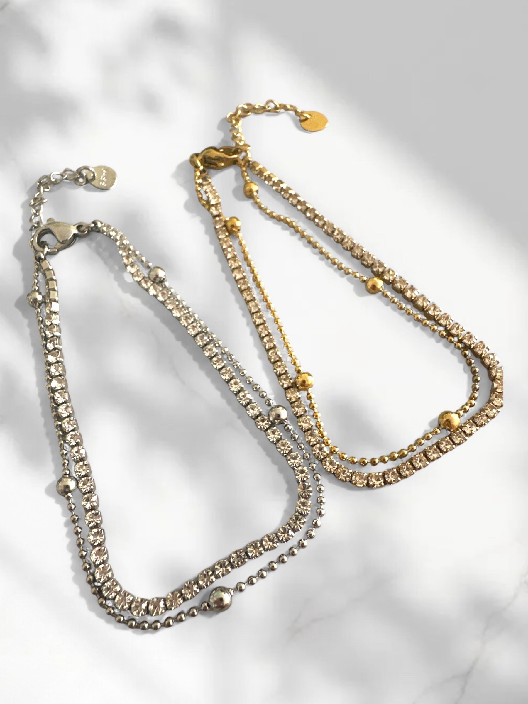 Ατσάλινο βραχιόλι με ζιργκόν και διπλή αλυσίδα – So Cute by Dimi χονδρική