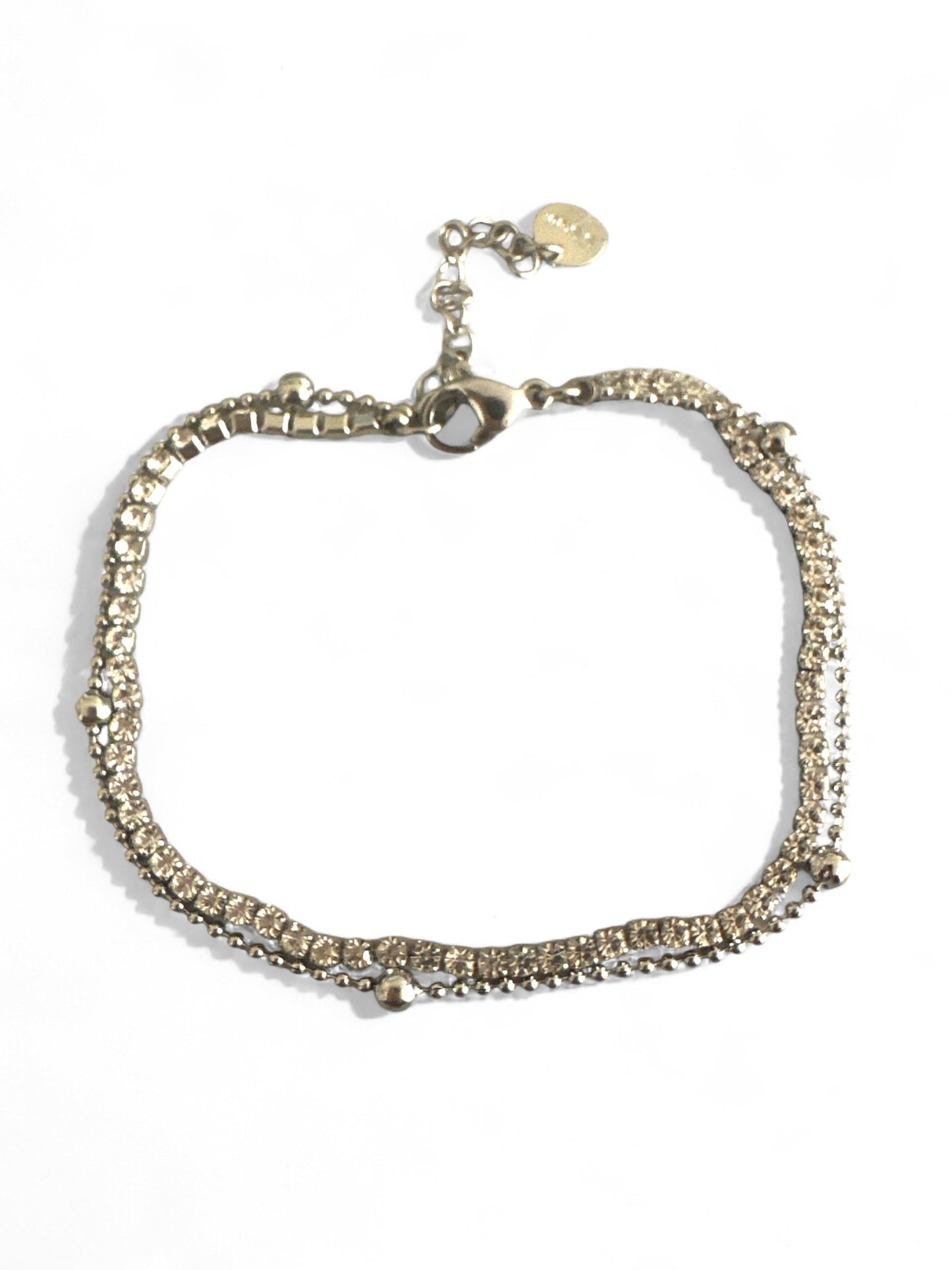 Ατσάλινο βραχιόλι με ζιργκόν και διπλή αλυσίδα – So Cute by Dimi χονδρική