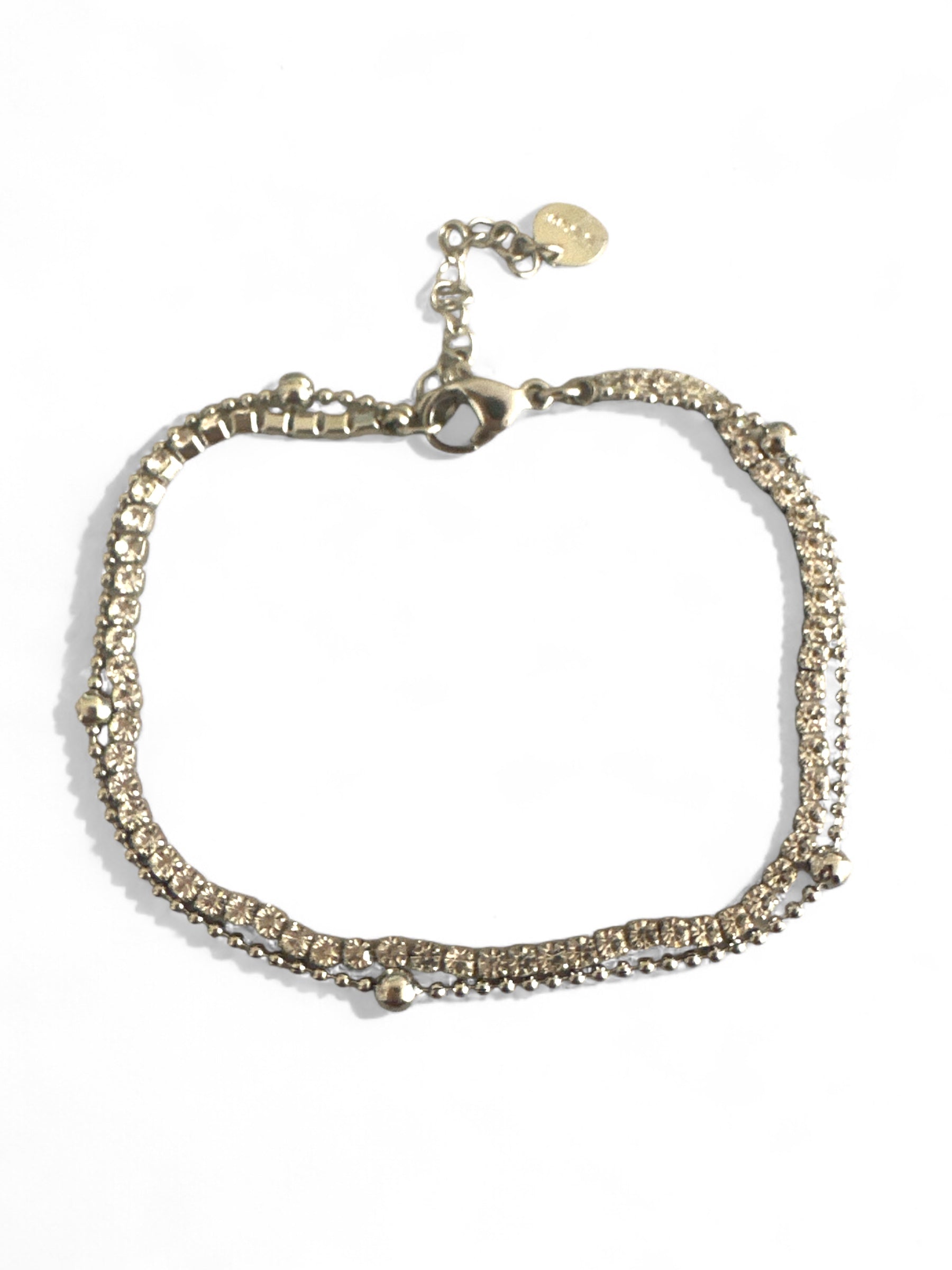 Ατσάλινο βραχιόλι με ζιργκόν και διπλή αλυσίδα – So Cute by Dimi χονδρική