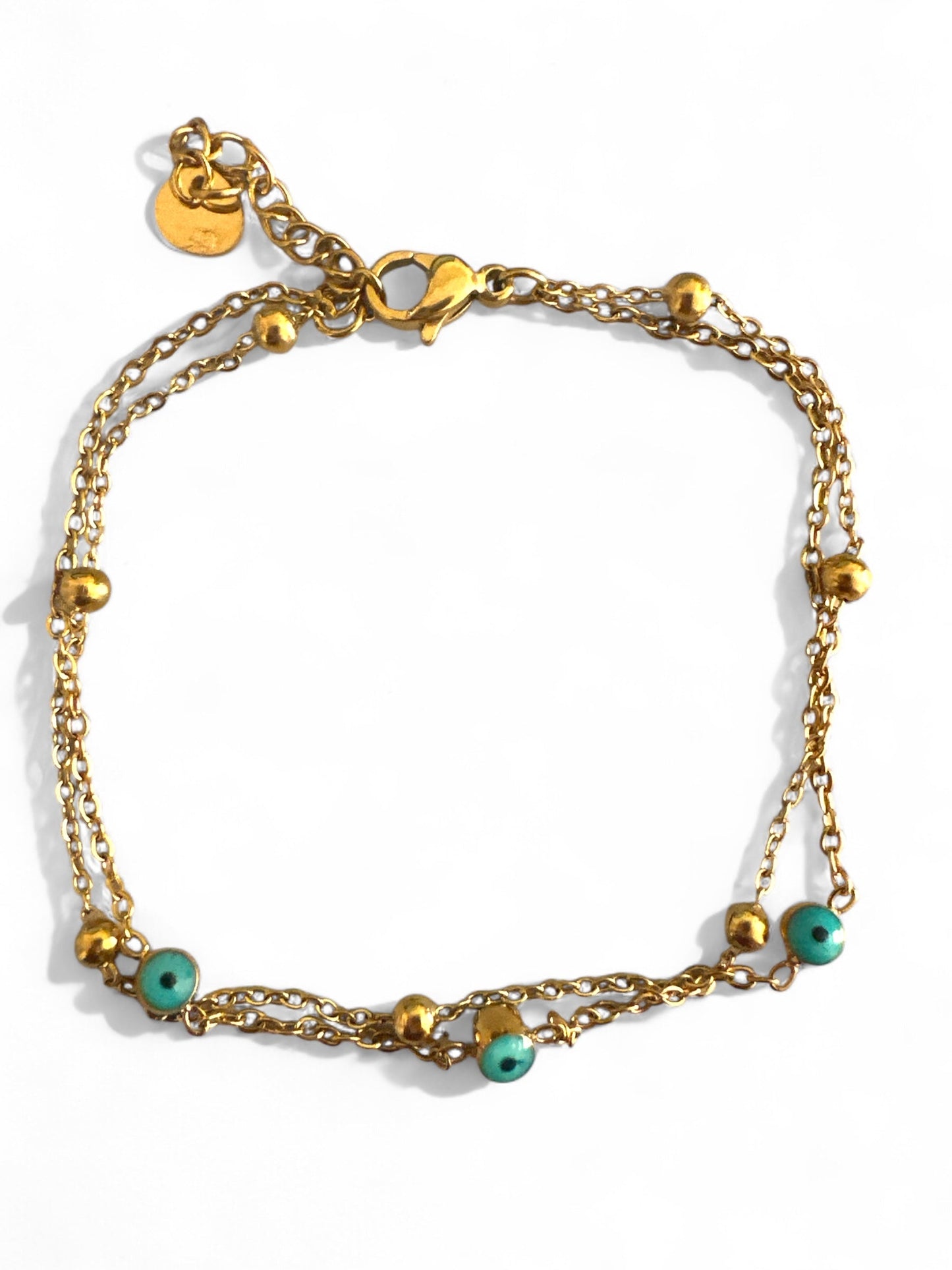 Ατσάλινα διπλά βραχιόλια με ματάκια σε  χρυσή απόχρωση So Cute By Dimi.