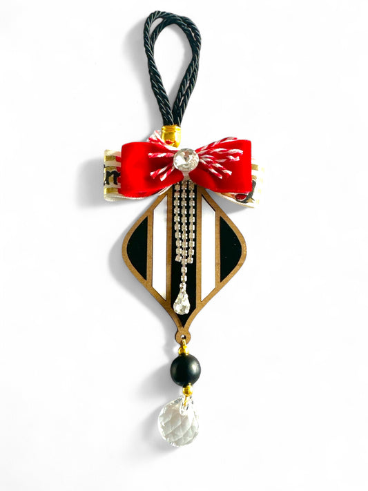 Κρεμαστό γούρι Masquerade Crystal Drop με plexiglass, κορδέλες, στρας & κρυστάλλινη μπάλα – Χονδρική So Cute by Dimi