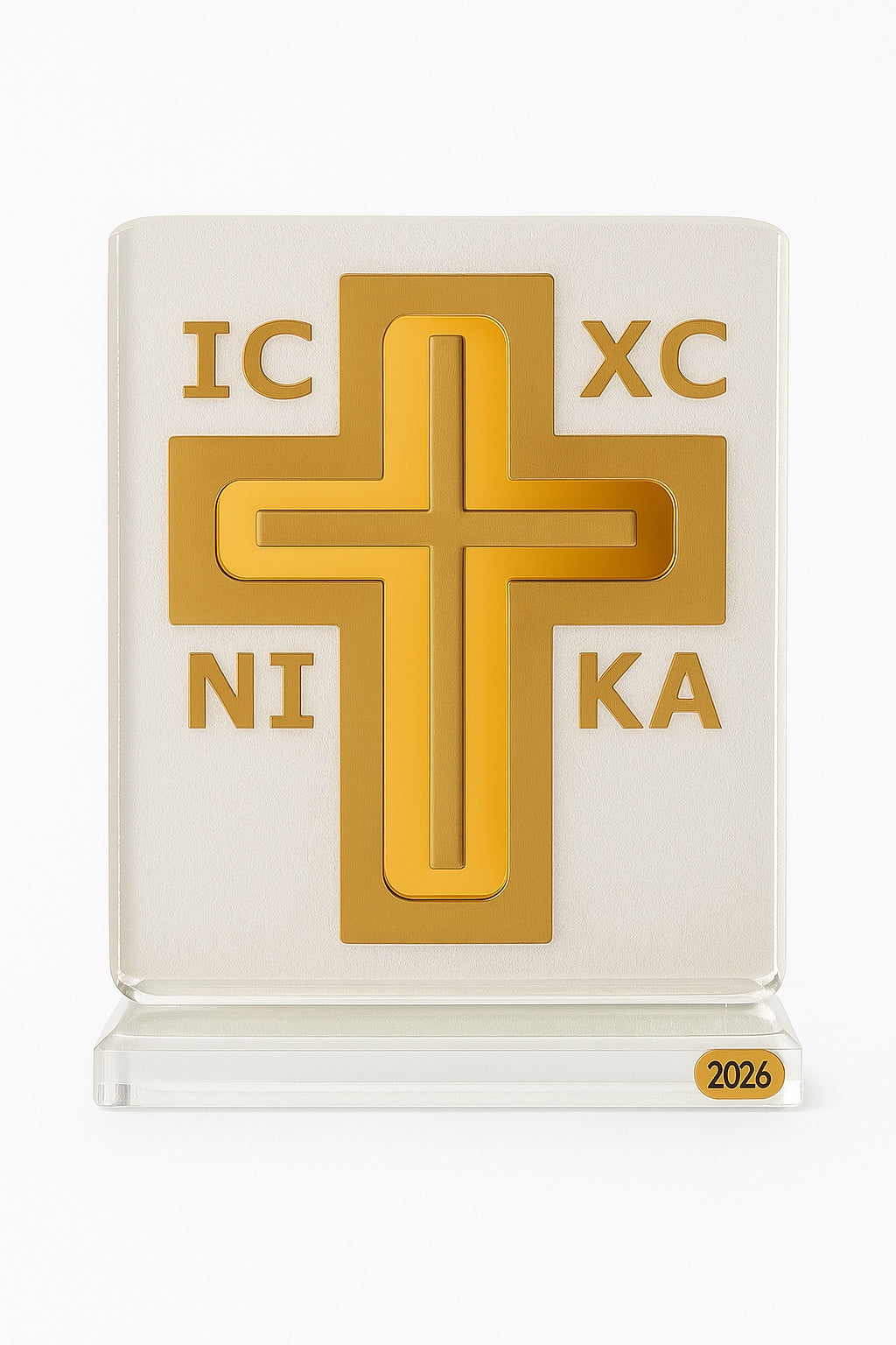 🕊️ Επιτραπέζιο Γούρι Σταυρός IC XC NI KA – Plexiglass Καθρέφτης 2026