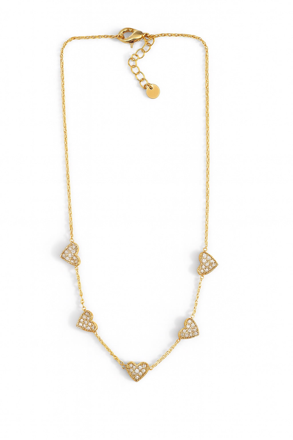 Crystal Hearts ατσάλινο κολιέ με χρυσές καρδιές ζιργκόν – Χονδρική So Cute by Dimi