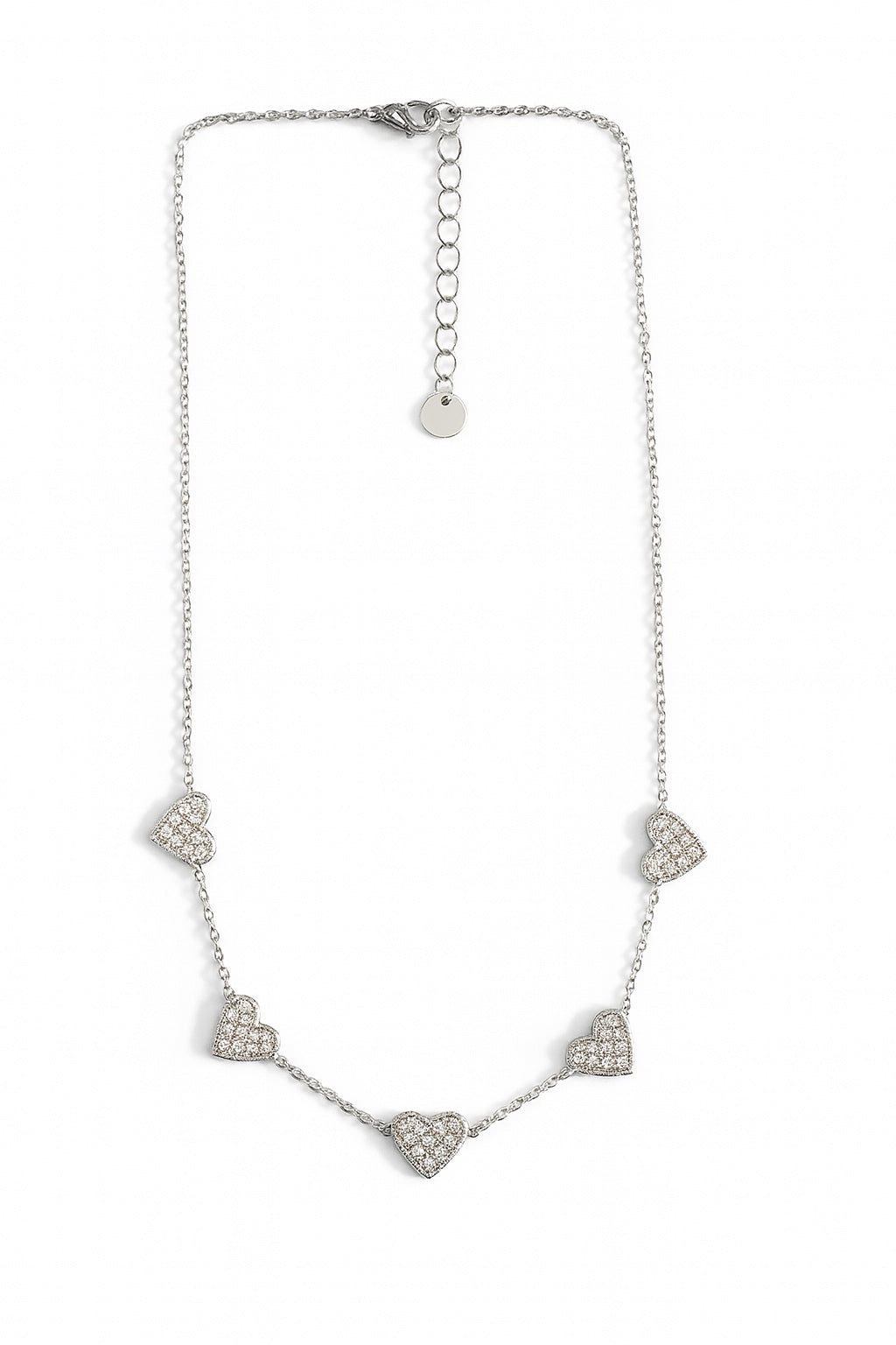 Crystal Hearts ατσάλινο κολιέ με ασημί καρδιές ζιργκόν – Χονδρική So Cute by Dimi