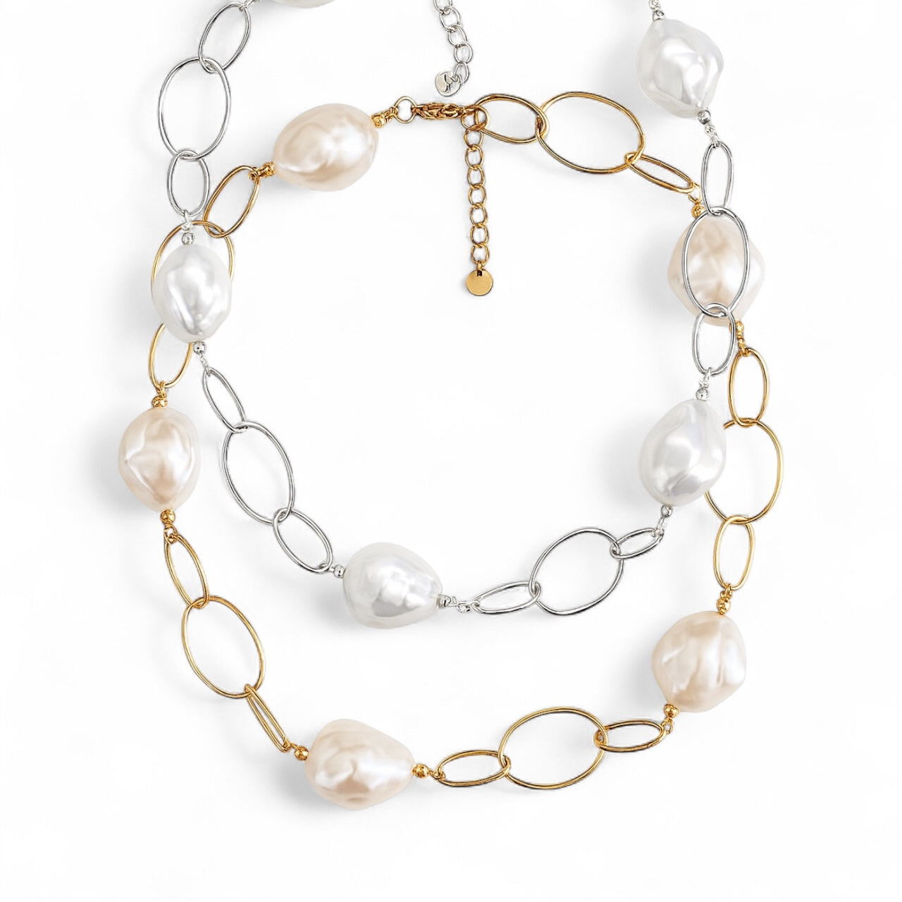 Κολιέ “Pearl Fusion” – Ατσάλινο με baroque πέρλες σε χρυσό ή ασημί | So Cute by Dimi Wholesale