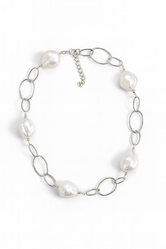 Κολιέ “Pearl Fusion” – Ατσάλινο με baroque πέρλες σε χρυσό ή ασημί | So Cute by Dimi Wholesale