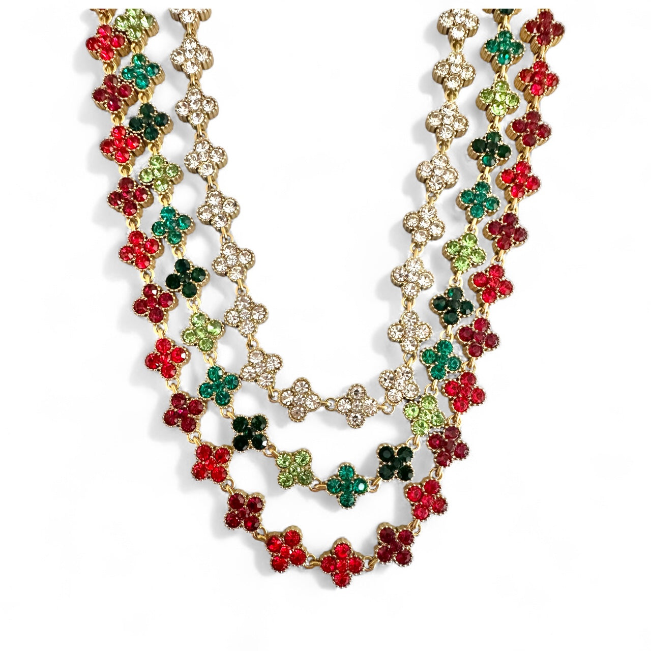 Ατσάλινο τσόκερ με σταυρούς ζιργκόν σε λευκό, κόκκινο και πράσινο – So Cute by Dimi