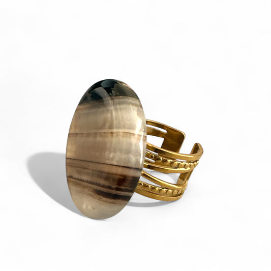 Ατσάλινα statement δαχτυλίδια σε γήινες αποχρώσεις – So Cute by Dimi