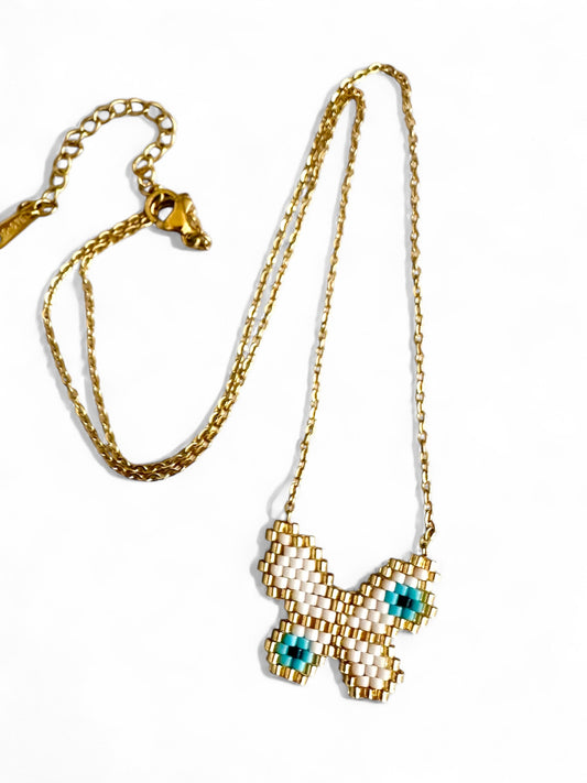 ⚡🚚  Butterfly Eye Κολιέ με Πεταλούδα Miyuki | Ατσάλι