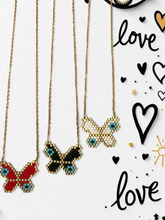 ⚡🚚  Butterfly Eye Κολιέ με Πεταλούδα Miyuki | Ατσάλι