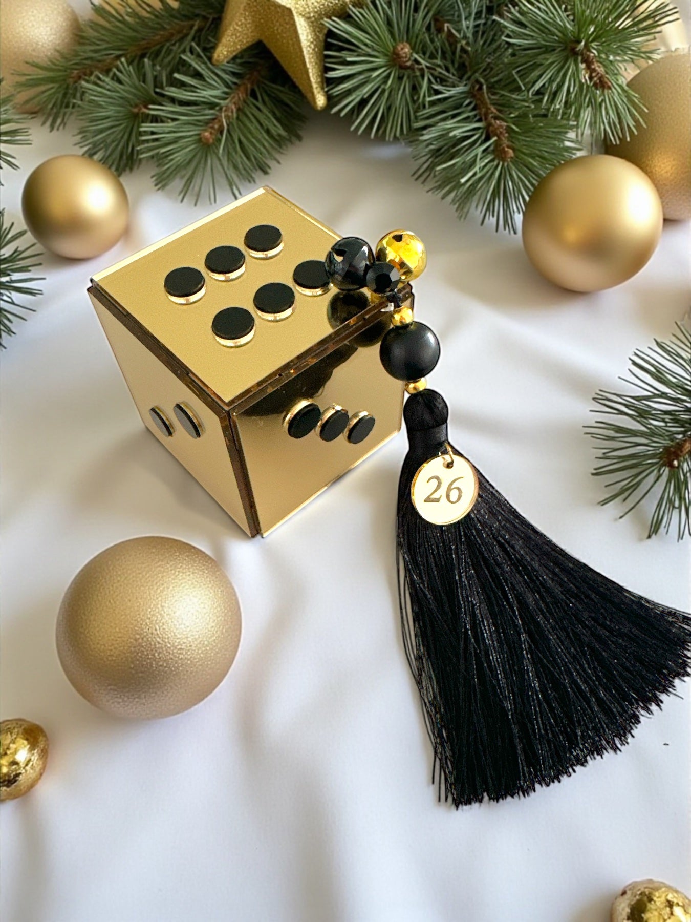 Επιτραπέζιο γούρι Ζάρι plexiglass χρυσό καθρέφτη – Χονδρική So Cute by Dimi