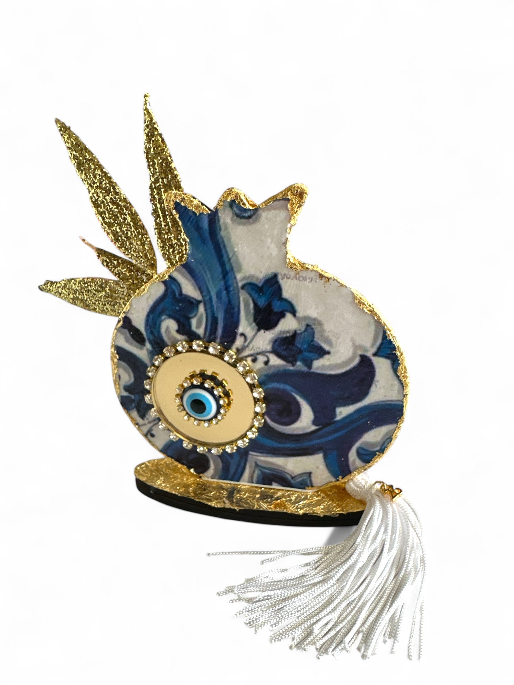 Γούρι 2026 ρόδι με χρυσά φύλλα ελιάς & μάτι – Greek Wishes Χονδρική So Cute by Dimi