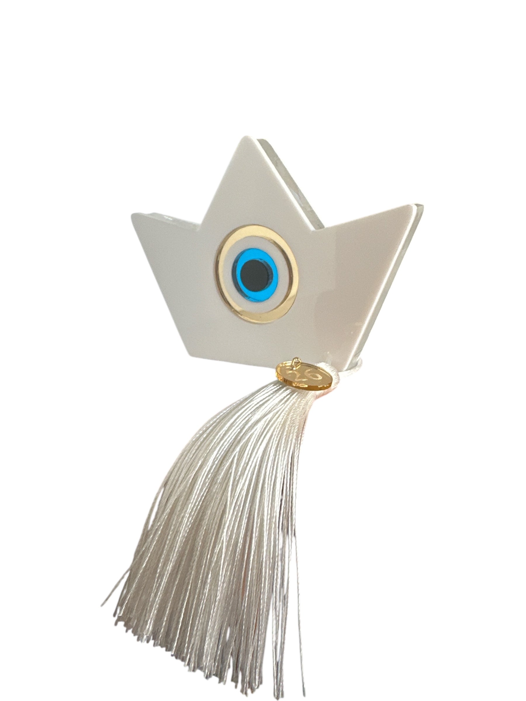 Γούρι επιτραπέζιο καραβάκι μάτι plexiglass χρυσό με φούντα – Χονδρική So Cute by Dimi