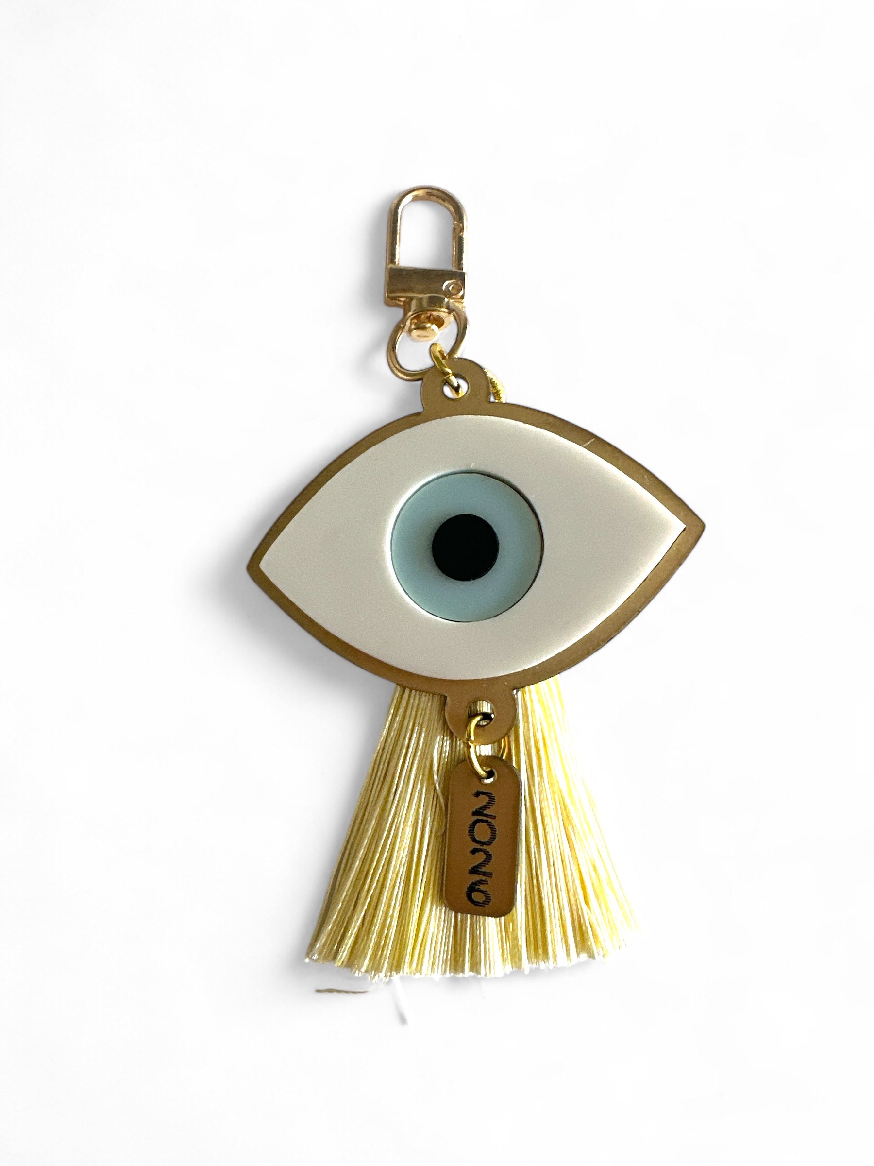 Μπρελόκ – charm τσάντας γούρι 2026 μάτι plexiglass χρυσό ματ με φούντα – Χονδρική So Cute by Dimi